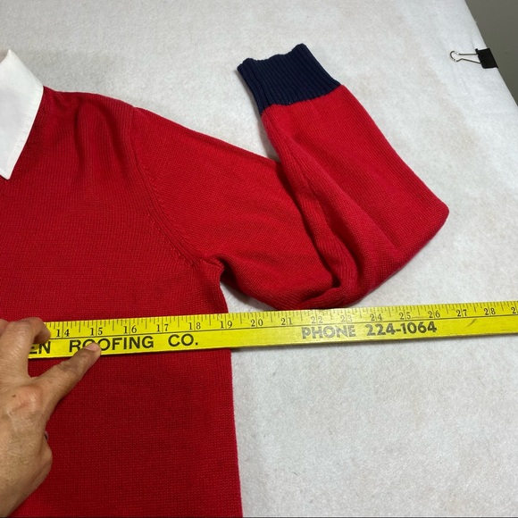 IZOD Sweater Layered Look Woman’s Red Blue Small Sweater Long Sleeve Swe… - Picture 5 of 12